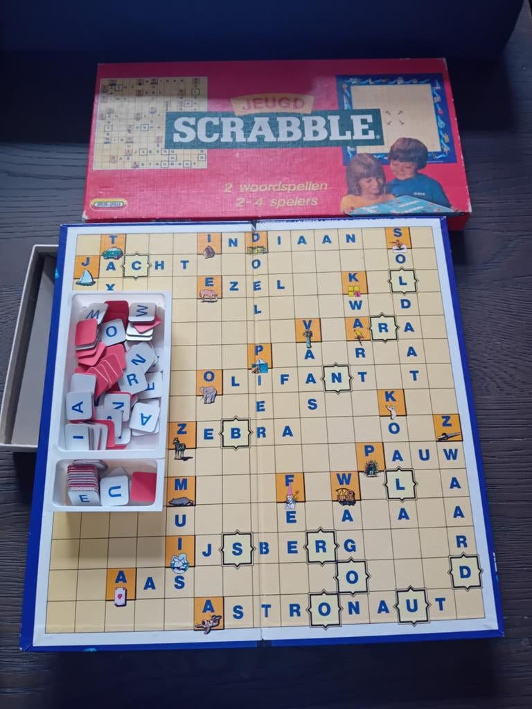Vintage Jeugd Scrabble Bordspel, Drie of vier spelers, Ophalen of Verzenden, Gebruikt, Mattel
