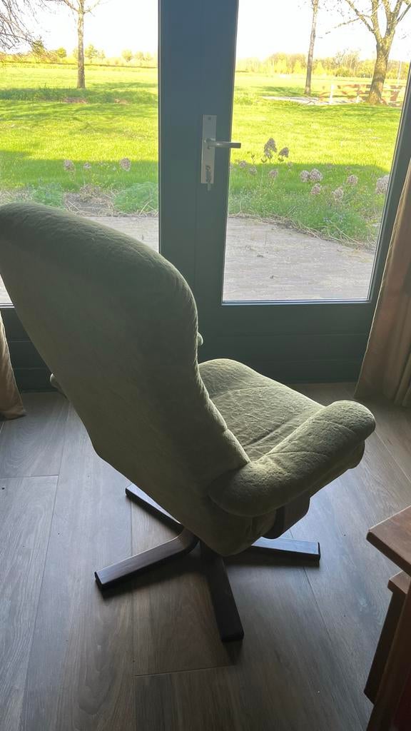 Draaifauteuil velours mid century stijl, Ophalen, Gebruikt, Stof, 75 tot 100 cm