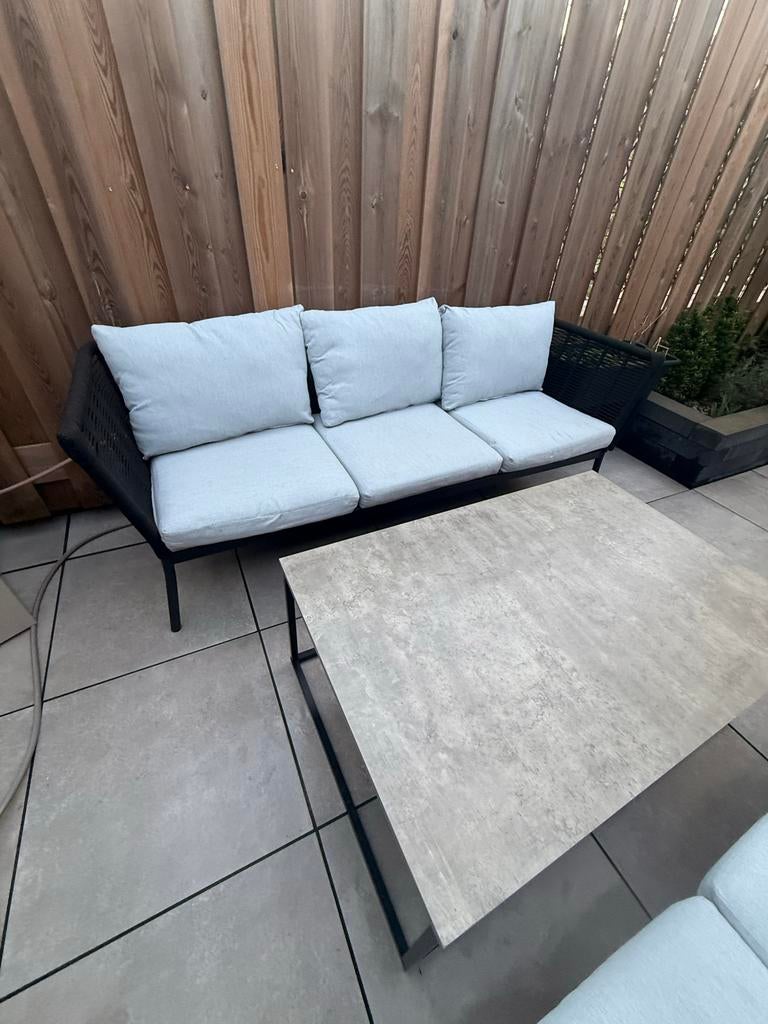 Le Sud Aluminium Loungeset met 2 banken en tafel, Ophalen, Gebruikt, Meer dan 8 zitplaatsen, Aluminium