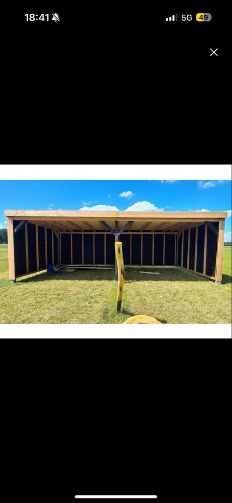 Nieuwe douglas geïmpregneerd overkapping 8x4m bouwpakket, Ophalen, Nieuw