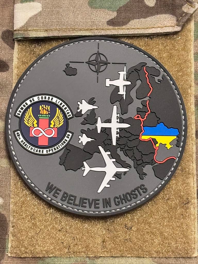 Pvc embleem 48th healthcare SQ we believe in ghosts, Verzenden, Luchtmacht, Amerika, Embleem of Badge