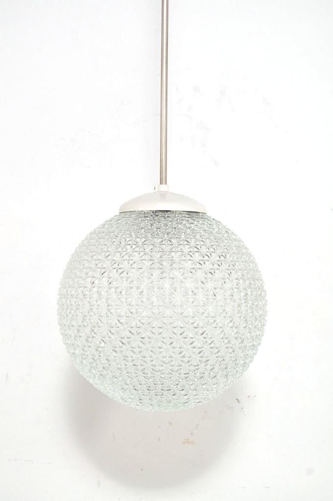 Vintage bollampen kristalglas hanglamp lamp jaren 60, Ophalen of Verzenden, Gebruikt, 75 cm of meer