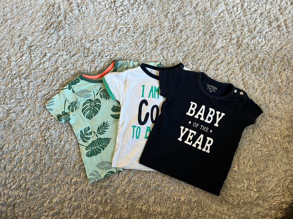 3 t-shirts maat 68, Kinderen en Baby's, Babykleding | Maat 68, Ophalen of Verzenden, Zo goed als nieuw, Jongetje, Shirtje of Longsleeve