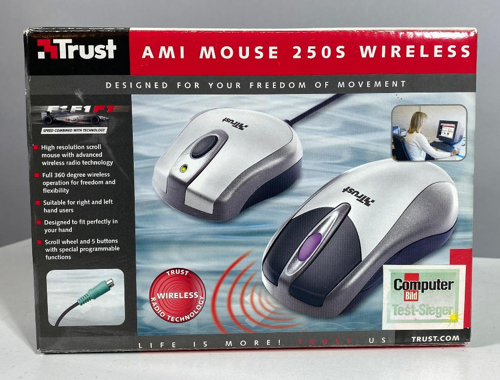Trust Ami mouse 250S wireless PS/2 aansluiting, Computers en Software, Muizen, Ophalen, Muis, Nieuw, Draadloos