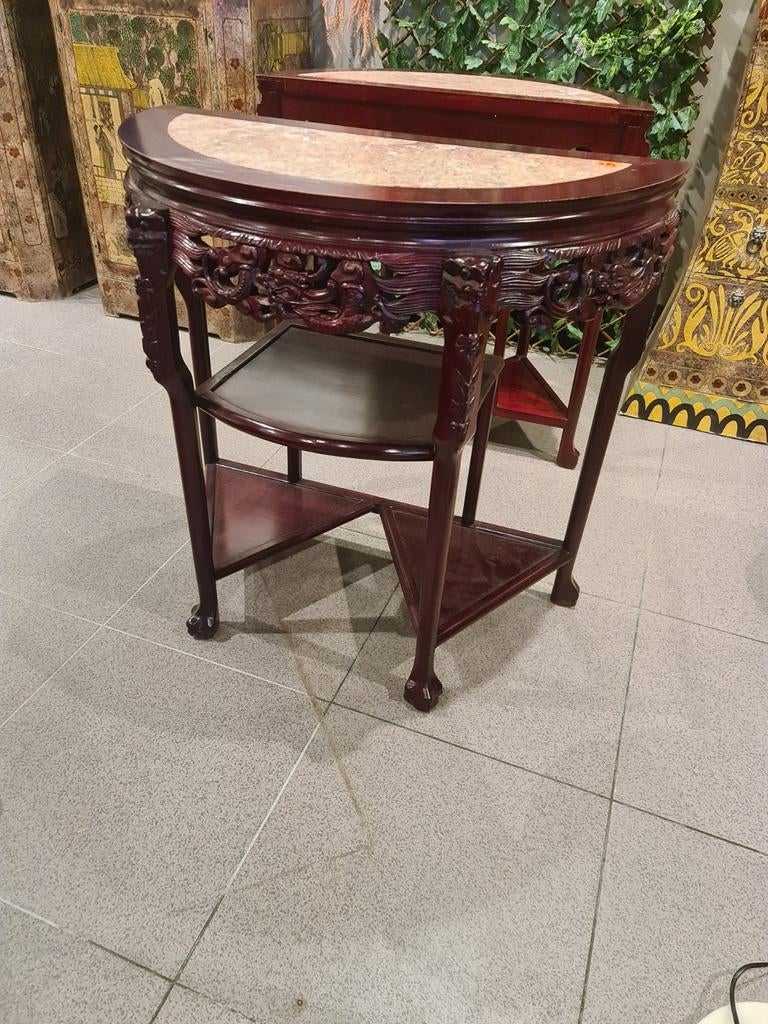 Oosterse sidetable rozenhout marmer inleg besneden hout €175, Ophalen, ., Nieuw, .