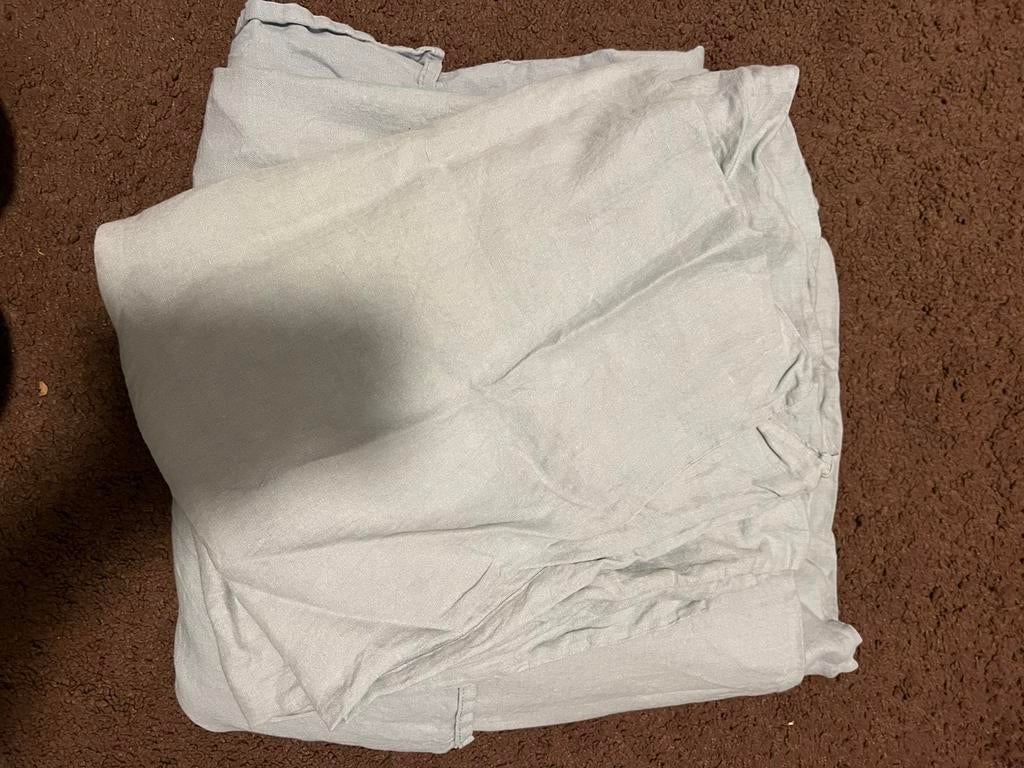 Linnen eenpersoons dekbedovertrek blauw, Huis en Inrichting, Slaapkamer | Beddengoed, Ophalen of Verzenden, Zo goed als nieuw