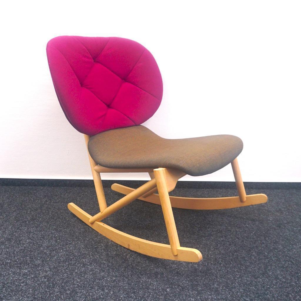 Moroso Klara Schommelstoel | Design Fauteuil | Roze / Bruin, Gebruikt, -, -, 75 tot 100 cm