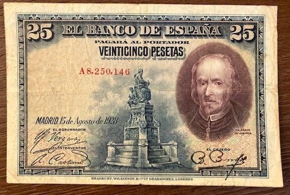 Spanje 25 pesetas 1928, Ophalen of Verzenden, Overige landen, Los biljet