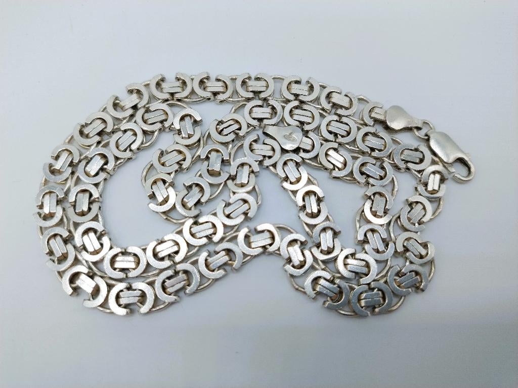 Zilveren koningsketting, vierkante schakel, 6 mm, 52,5 cm., Info@zilverwebsite.nl, Verzenden, Zo goed als nieuw, Zilverwebsite.nl