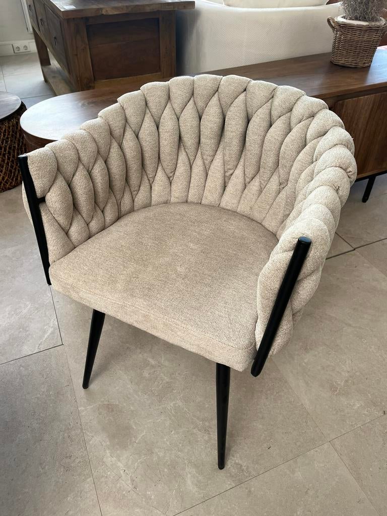 Magazijn leegverkoop set 6 nieuwe eetstoelen stof beige sale, Overige kleuren, Nieuw, Ophalen of Verzenden, Wk home