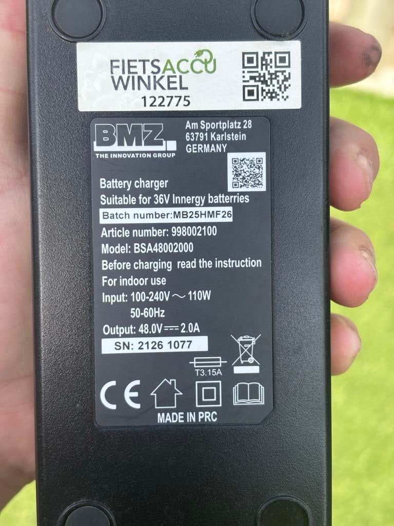Originele Gazelle Innergy Acculader BMZ 48V/2A 3-pins, Ophalen of Verzenden, Zo goed als nieuw