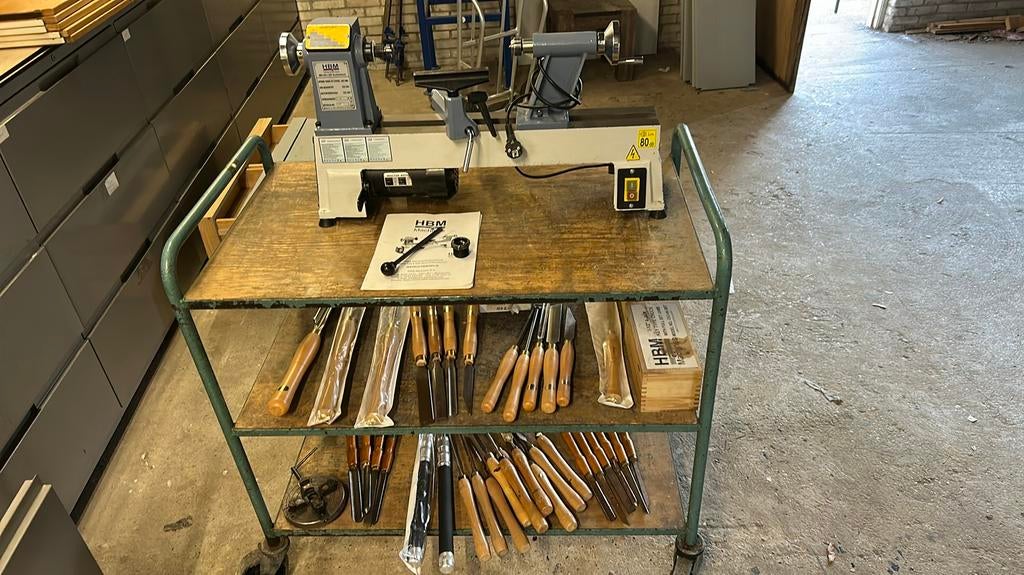 Houtdraaibank houtdraaibeitels klauwplaten gutsen beitels, Doe-het-zelf en Verbouw, Draaibanken, Ophalen, Hbm, Zo goed als nieuw