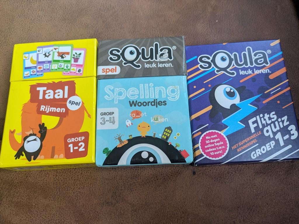 3 Squla spellen, Hobby en Vrije tijd, Gezelschapsspellen | Kaartspellen, Ophalen of Verzenden, Zo goed als nieuw