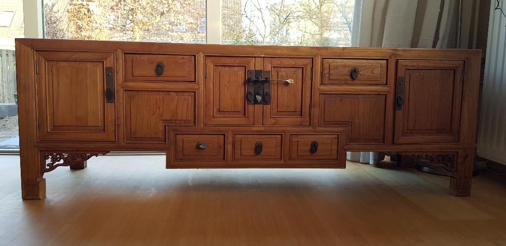 Chinese kast, Ophalen, Gebruikt, 100 tot 150 cm, Eikenhout