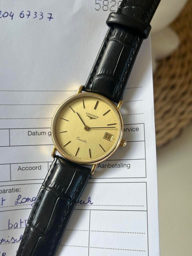 Vintage Longines horloge, Ophalen of Verzenden, Polshorloge, Leer, Overige merken