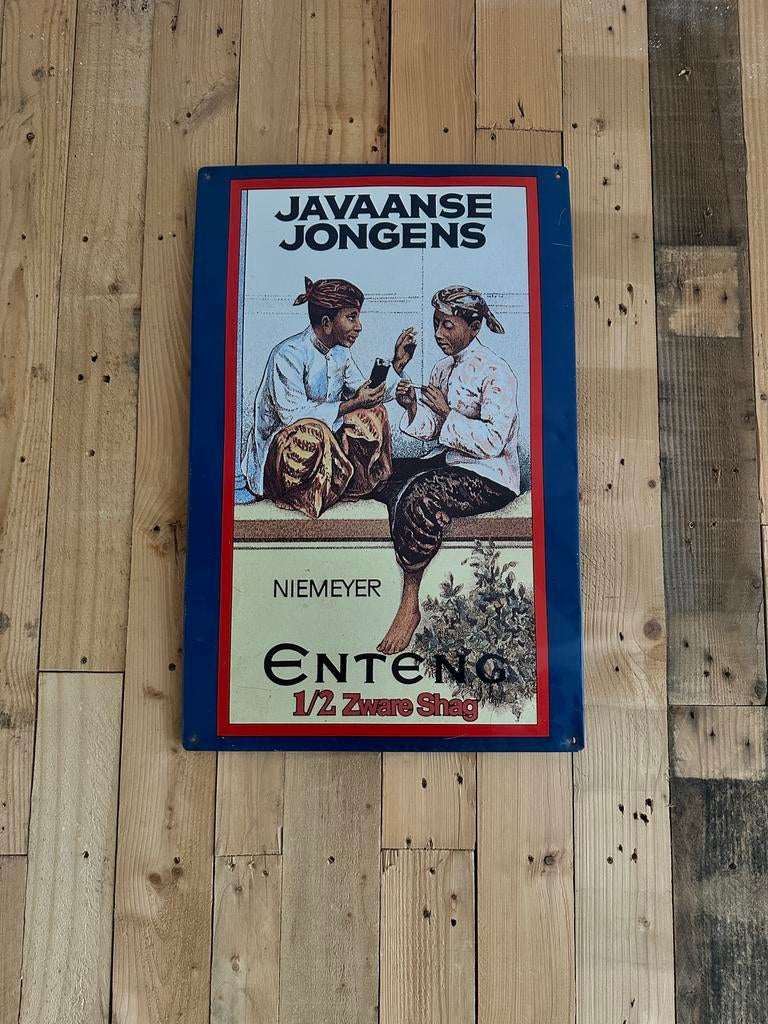 Retro Javaanse Jongens reclamebord, Verzamelen, Ophalen of Verzenden, Huis en Inrichting
