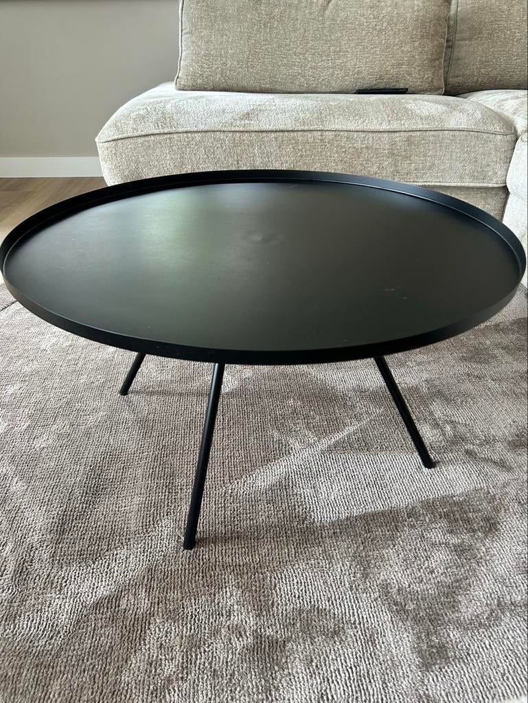 Zwarte metalen salontafel, Ophalen, Gebruikt, Rond, 50 tot 100 cm