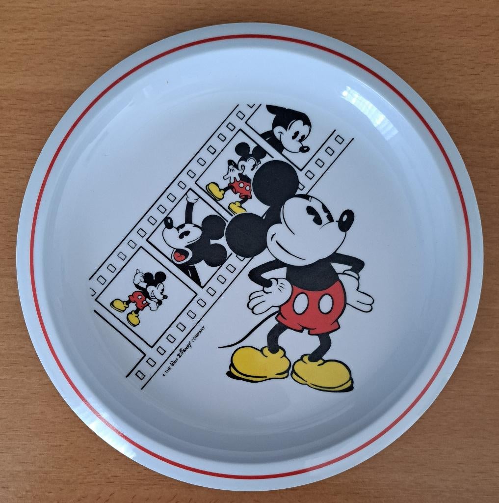 MICKEY MOUSE Melamine bord - 22 cm doorsnee, Ophalen of Verzenden, Overige figuren, Gebruikt, Beeldje of Figuurtje