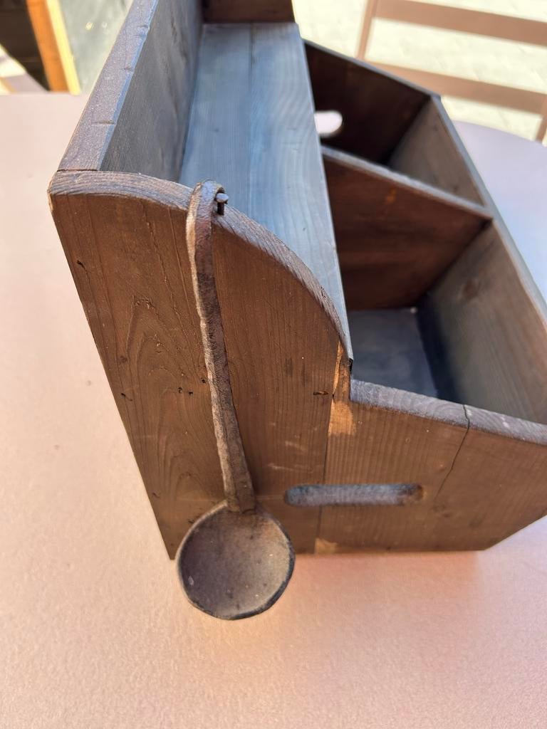 Houten Gruttersbak met vakken - Vintage stijl, Huis en Inrichting, Woonaccessoires | Overige, Gebruikt, Ophalen of Verzenden, Bruin