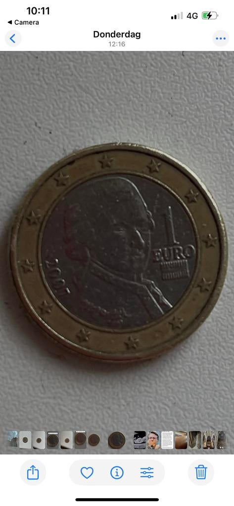 Zeldzame Oostenrijkse 1 Euro munt 2007 - Mozart, Postzegels en Munten, Munten | Europa | Euromunten, Ophalen of Verzenden, Oostenrijk