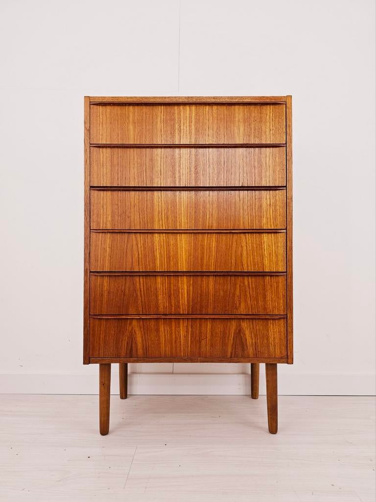 Vintage Scandinavisch design ladekast, teak hout mid-century, Gebruikt, 100 tot 150 cm, 5 laden of meer, .