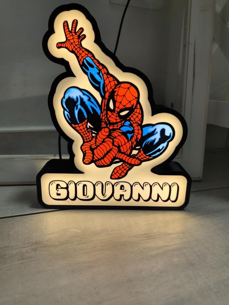 Gepersonaliseerde LED USB Lamp Spiderman Giovanni, Ophalen of Verzenden, Nieuw, Modern, Speels, Gepersonaliseerd
