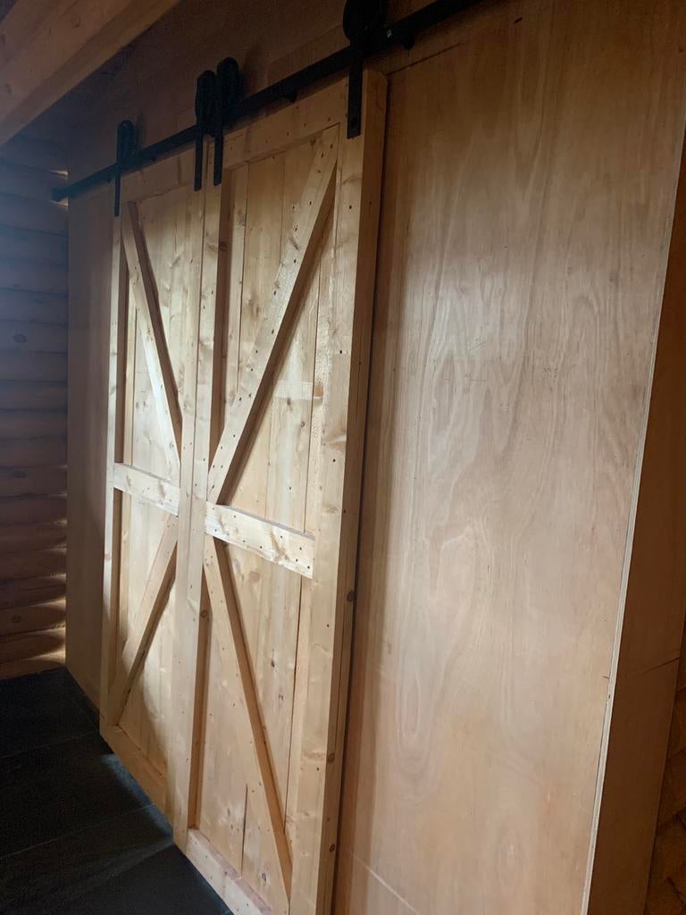 Massieve houten schuifdeuren met railsysteem (barn doors), Doe-het-zelf en Verbouw, Deuren en Horren, 215 cm of meer, Binnendeur