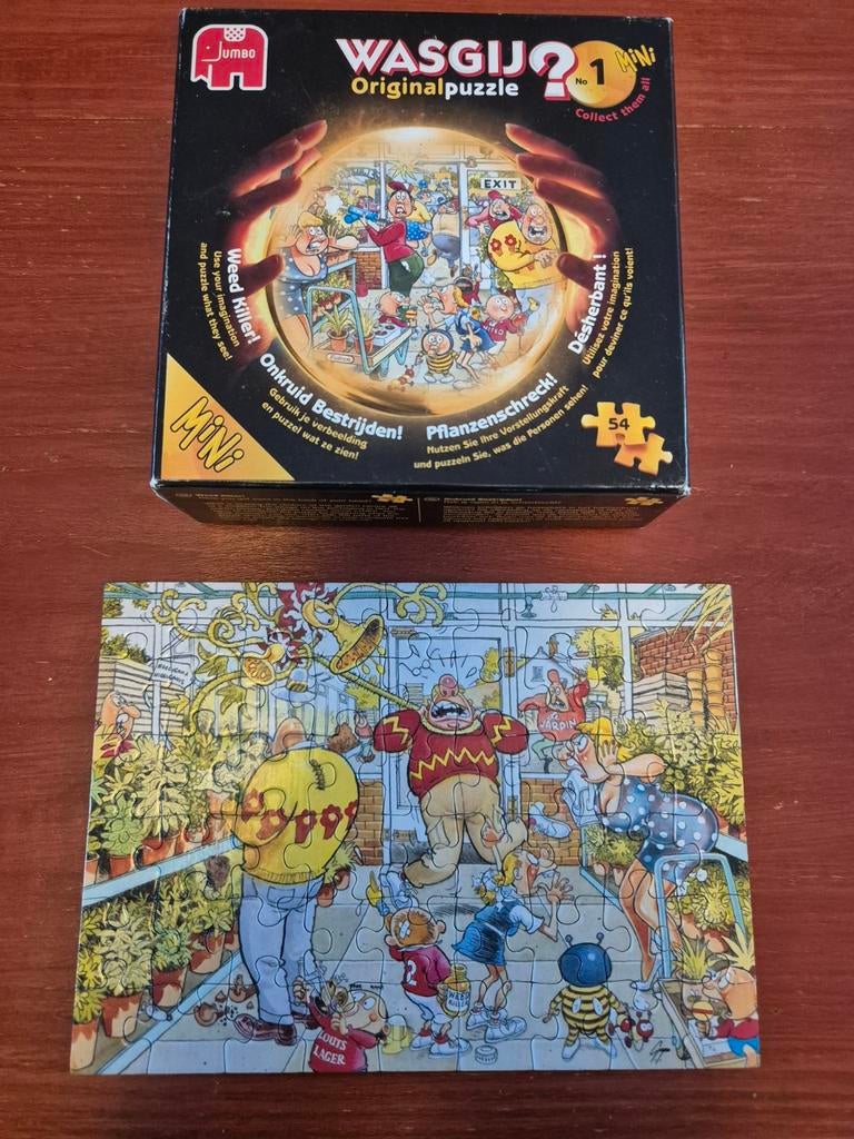 Wasgij junior Mini nr 1 onkruid bestrijden, Ophalen of Verzenden, Meer dan 50 stukjes, Zo goed als nieuw, 6 jaar of ouder