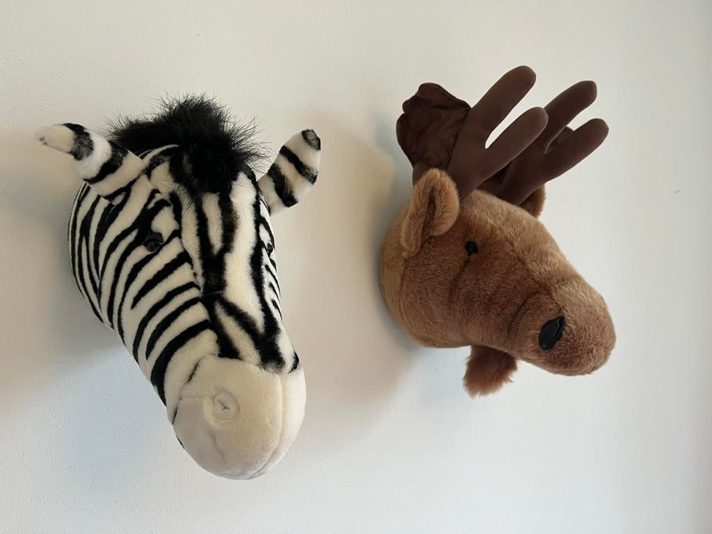 Pluchen dierenkoppen voor aan de muur, Ophalen of Verzenden, Zo goed als nieuw, Overige typen