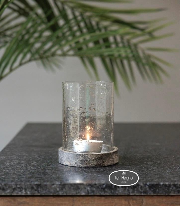 Glazen windlicht pot met deksel mt L stoer sober landelijk, Verzenden, Nieuw