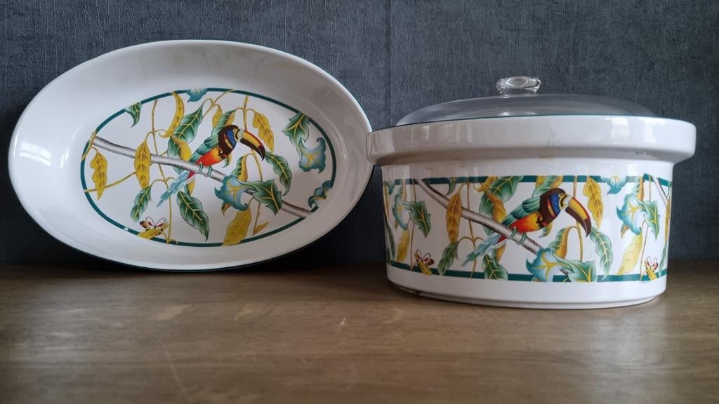 Frans Toekan Servies - Schaal en Terrine, Gebruikt, Ophalen of Verzenden, Schaal of Schalen, Overige stijlen