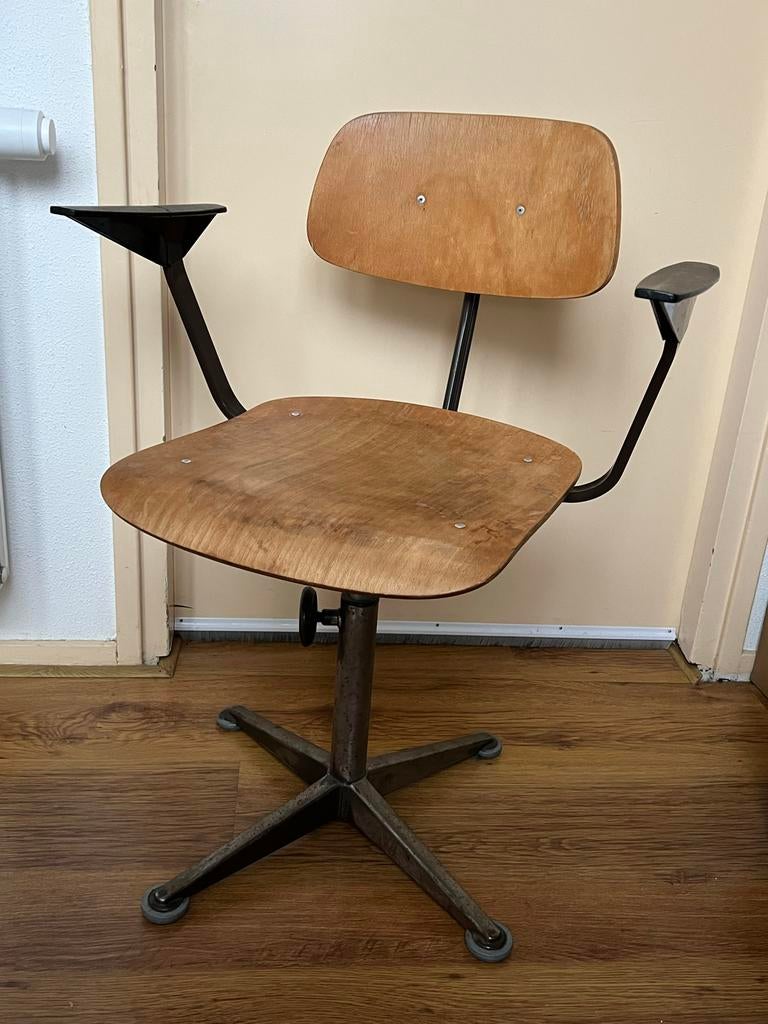 Vintage Ahrend De Cirkel Friso Kramer bureaustoel, Huis en Inrichting, Ophalen, Gebruikt, Bruin, Bureaustoel