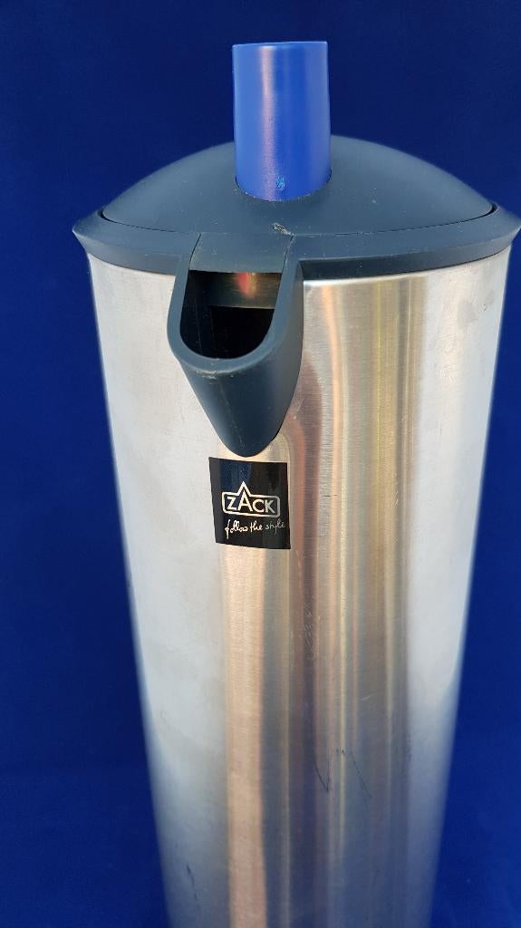 Zack thermoskan thermosfles, metaal rvs met blauwe dop. 7B4, Tweedehands verkoop, Tweedehands verkoop, Gebruikt, Ophalen of Verzenden