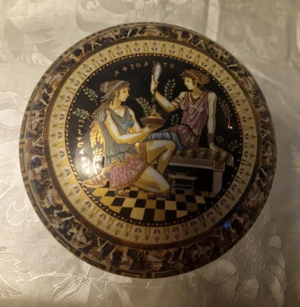 Handgemaakte Griekse Schaal met Deksel, Antiek en Kunst, Ophalen of Verzenden