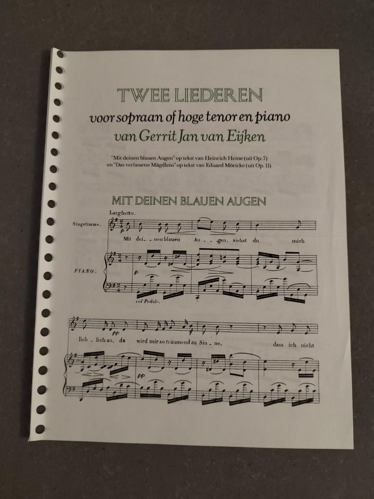 Bladmuziek - twee liederen Gerrit Jan van Eijken, Muziek en Instrumenten, Bladmuziek, Ophalen of Verzenden