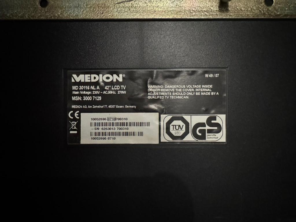 Werkende Medion TV (geen afstandsbediening), Ophalen of Verzenden, Gebruikt