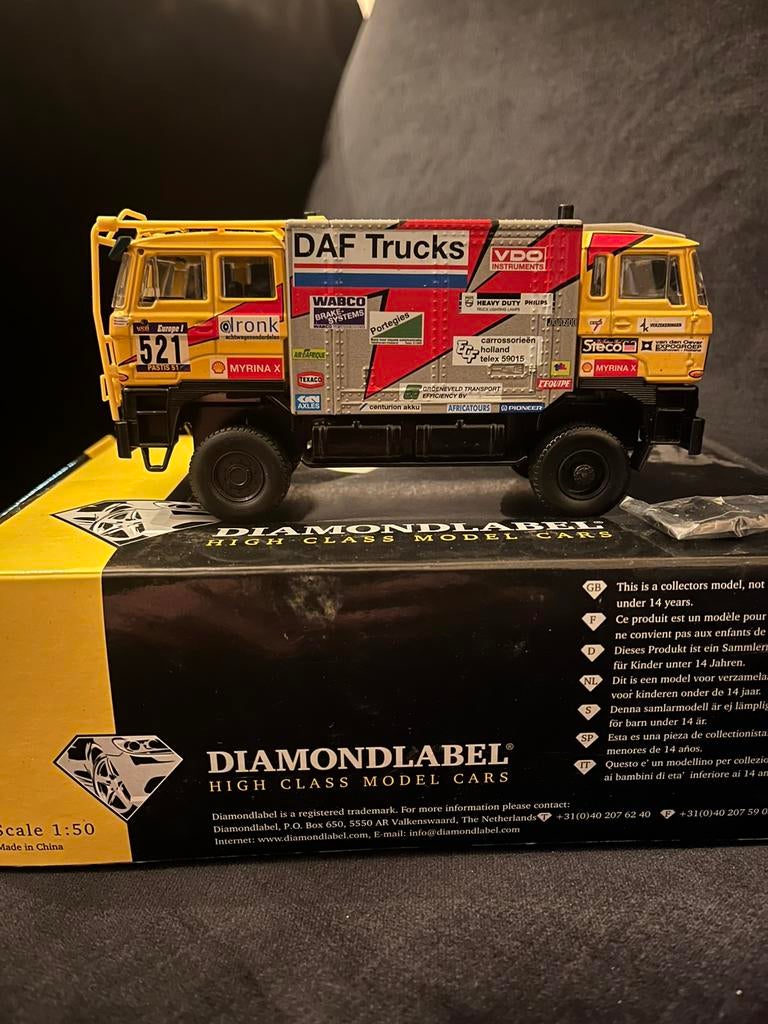 Dakar DAF Dubbelekop van Jan de Rooy 521 van 1984, Hobby en Vrije tijd, Modelauto's | 1:50, Verzenden, Nieuw, Bus of Vrachtwagen