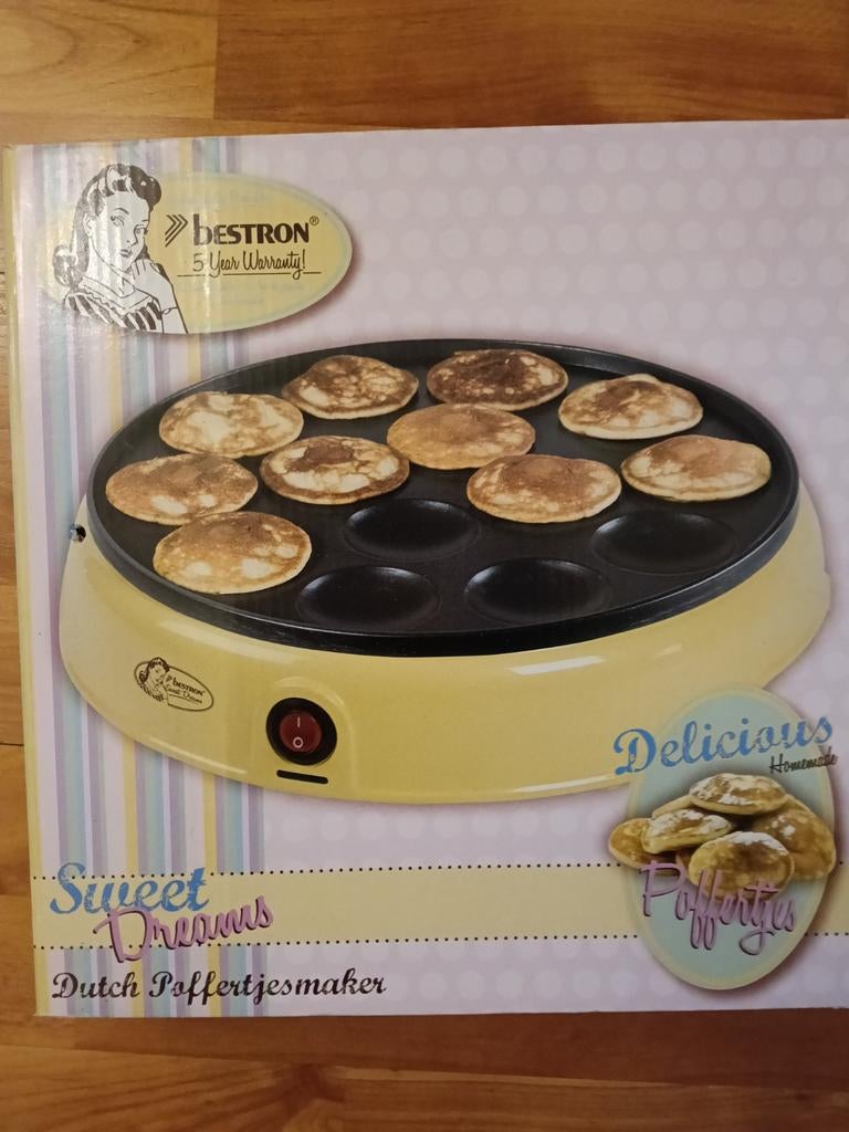 BESTRON Poffertjesmaker - Nieuw in doos!, Witgoed en Apparatuur, Wafelijzers, Nieuw, Uitneembare platen, Vaatmachinebestendige platen