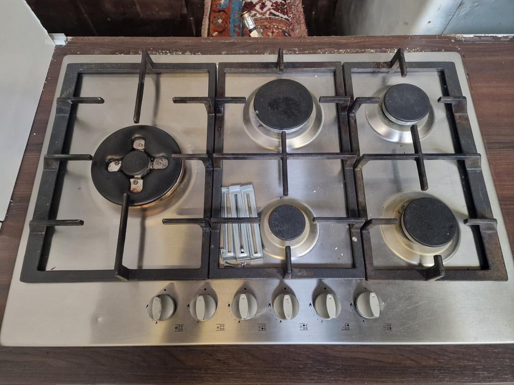 5 pits gaskookplaat, Witgoed en Apparatuur, Kookplaten, Ophalen, Inbouw, Gas, 5 kookzones of meer