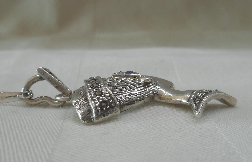 Zilveren ketting met Nefertiti hanger nr.658, Met hanger, Gebruikt, Verzenden, Zilver