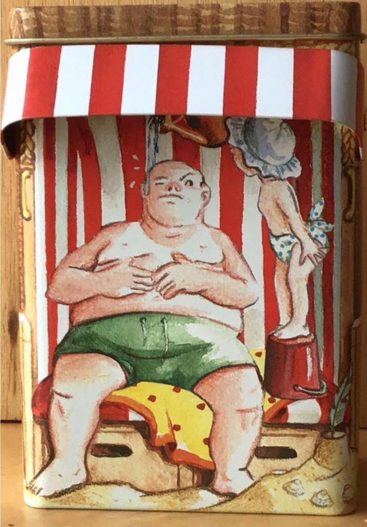 Blik vintage rieten strandstoel - ZGAN, Verzamelen, Blikken, Zo goed als nieuw, Overige, Ophalen of Verzenden