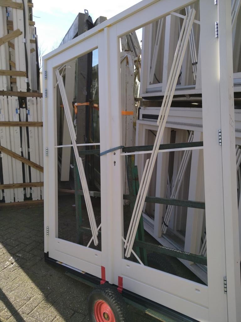 Kozijn met dubbele tuindeuren, Nieuw, Ophalen of Verzenden, Buitendeur, Hout