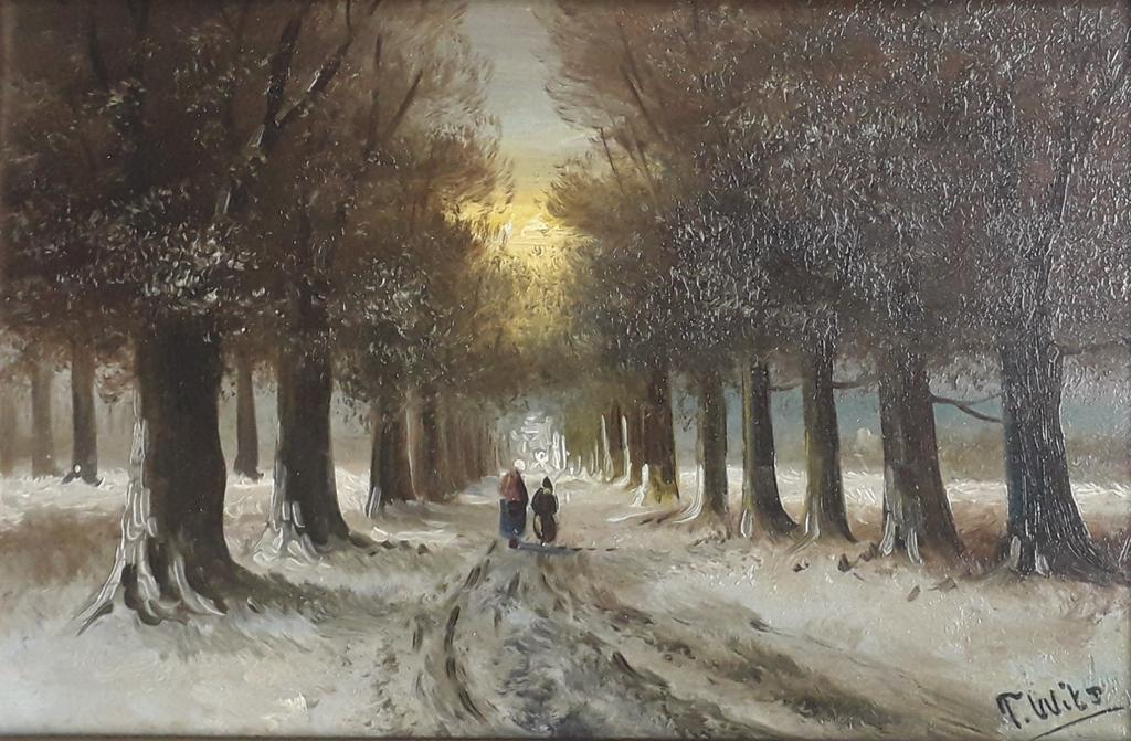 OUD WINTERLANDSCHAP 🌨 FIGUREN IN DE SNEEUW>STIJL LOUIS APOL, Ophalen of Verzenden