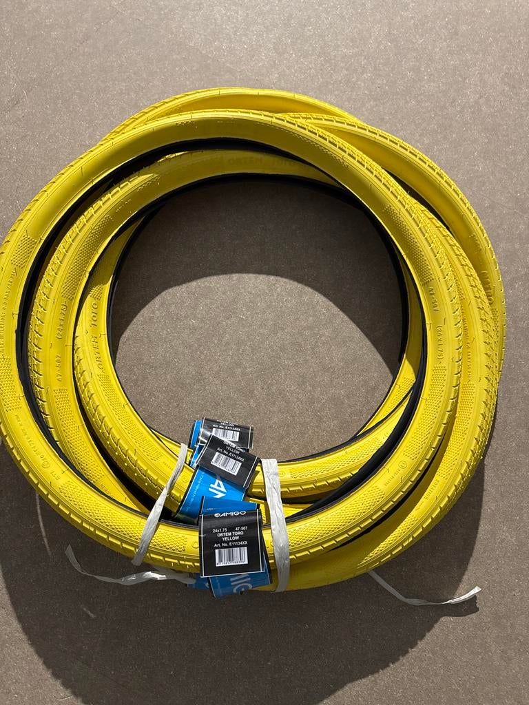 Set van 5 gele Amigo fietsbanden 24x1.75, Fietsen en Brommers, Fietsaccessoires | Fietsgereedschap, Ophalen of Verzenden, Nieuw