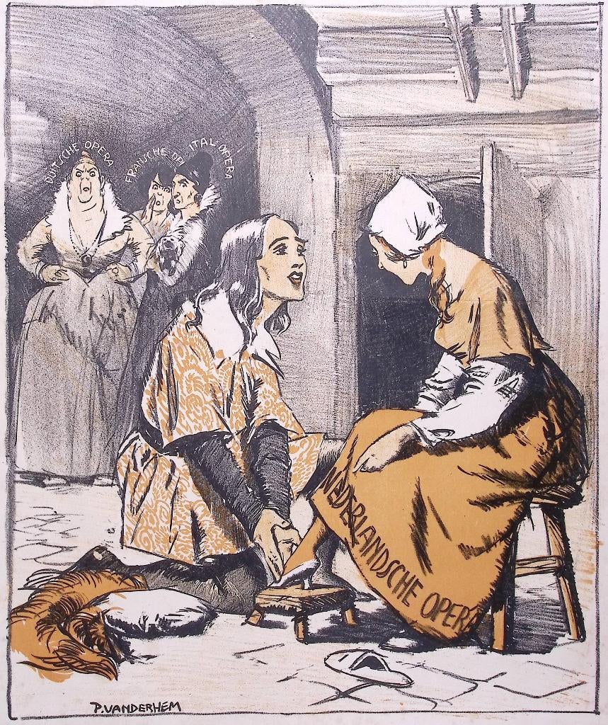 Spotprent over Nederlandse opera tijdens Eerste Wereldoorlog