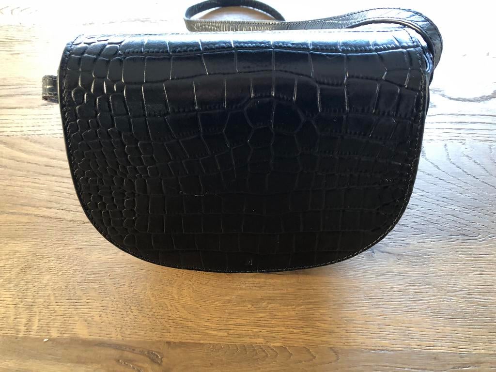 Zwart leren tas, Ophalen of Verzenden, Zo goed als nieuw, Zwart, Schoudertasje