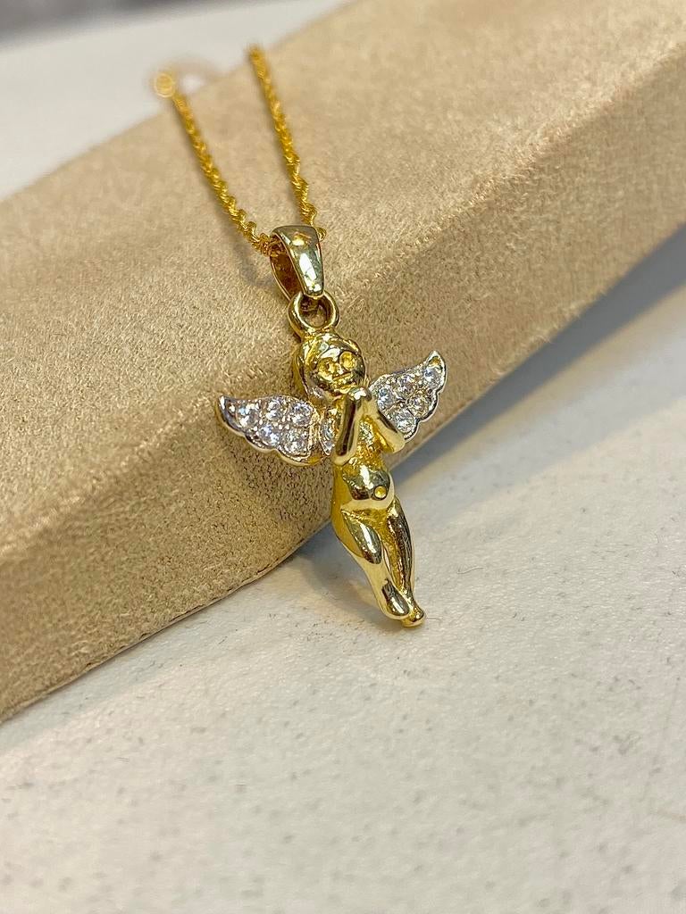 14k Gouden Ketting & Engel, Ophalen of Verzenden, Nieuw, Goud, Goud