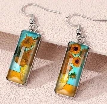 RVS oorbellen Van Goghs Zonnebloemen, Overige materialen, Hangers, Infapexcede@outlook.com, Apex CE Specialists GmbH