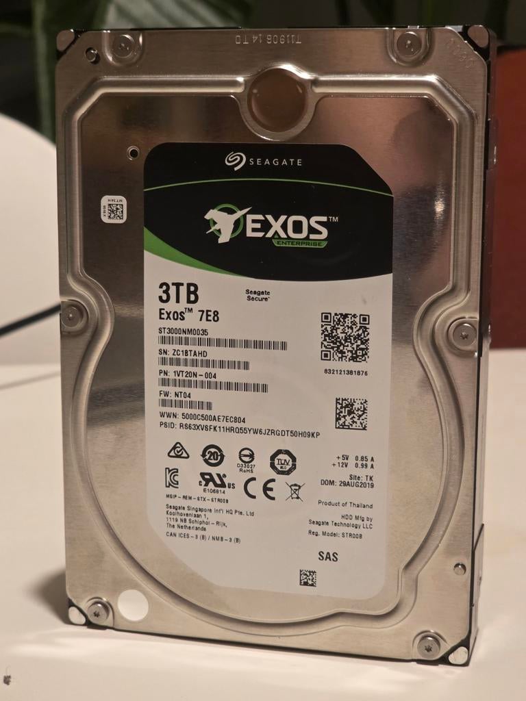 Seagate Exos 7e8 3TB SAS HDD 7800 RPM (5 stuks beschikbaar), Computers en Software, Harde schijven, Intern, Gebruikt, SAS, Server