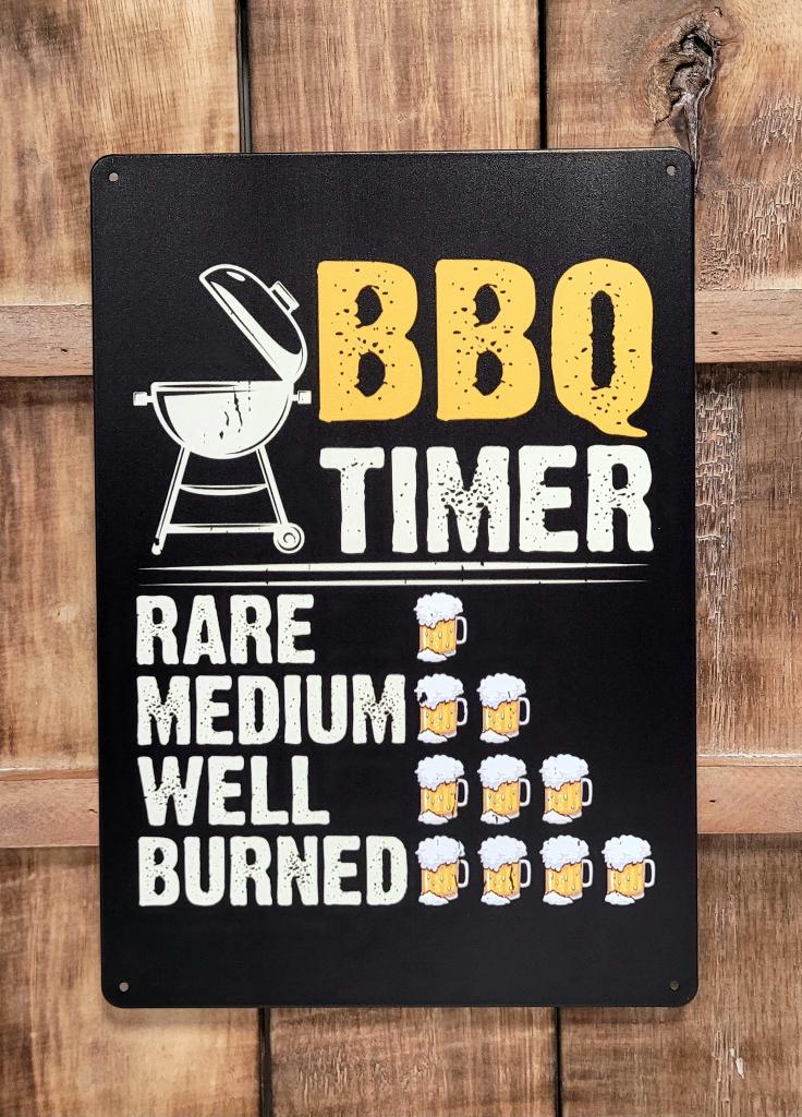 BBQ Timer bierglazen reclamebord van metaal wandbord deco, Info@deconoord.nl, Deco Noord, Nieuw, Ophalen of Verzenden